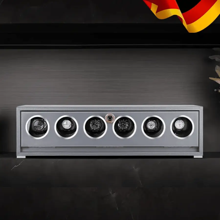 Yeni Proje - 2025-10-25T162637.826 6 Slot MDF Automatic Watch Winder Box with Storage Drawer - KNG-628 - Image 1