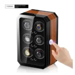 6 Slot Wood Automatic Watch Winder Box with LED (Style B) - KNG-668 - Image 6