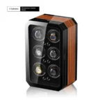 6 Slot Wood Automatic Watch Winder Box with LED (Style B) - KNG-668 - Image 5