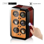 6 Slot Wood Automatic Watch Winder Box with LED (Style B) - KNG-668 - Image 4