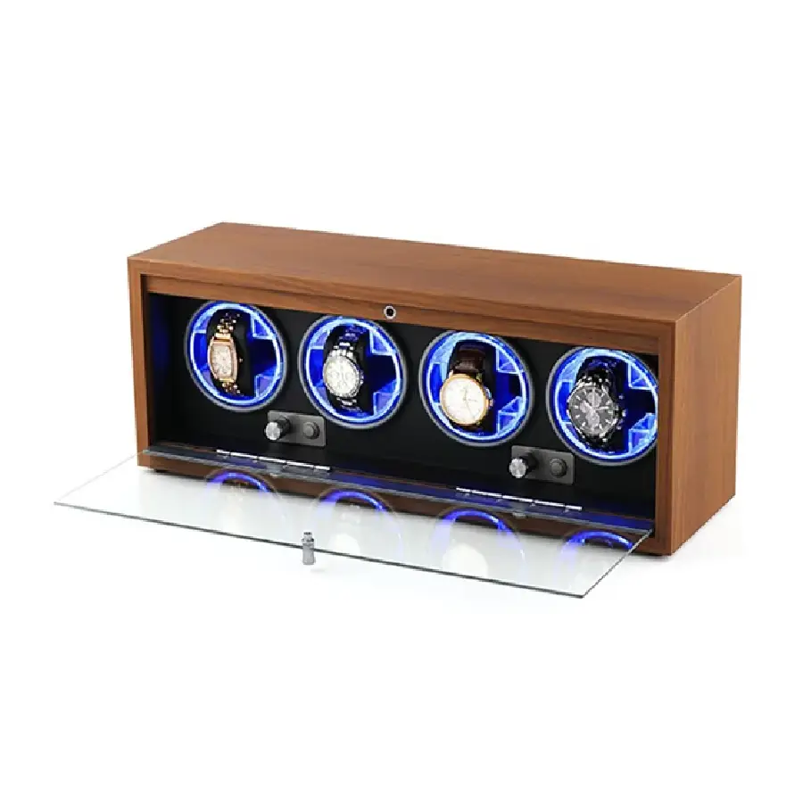Yeni Proje - 2025-10-29T143749.876 Quad (4 Slot) Leather Automatic Watch Winder Box with LED - KNG-440 - Image 1