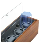Quad (4 Slot) Gray Wood Automatic Watch Winder Box with LED - KNG-440G - Image 5