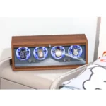 Quad (4 Slot) Gray Wood Automatic Watch Winder Box with LED - KNG-440G - Image 4