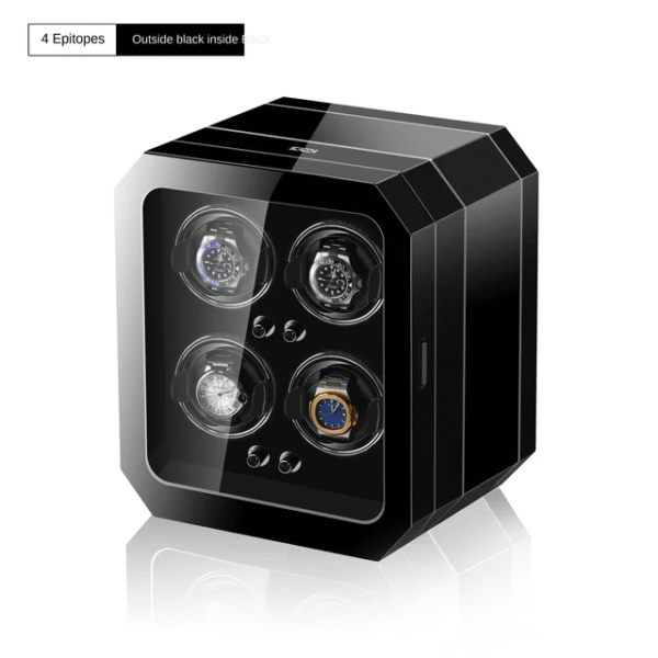 Quad (4 Slot) Wood Automatic Watch Winder Box with LED - KNG-471 - Image 6