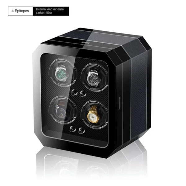 Quad (4 Slot) Wood Automatic Watch Winder Box with LED - KNG-471 - Image 5