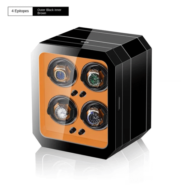 Quad (4 Slot) Wood Automatic Watch Winder Box with LED - KNG-471 - Image 3
