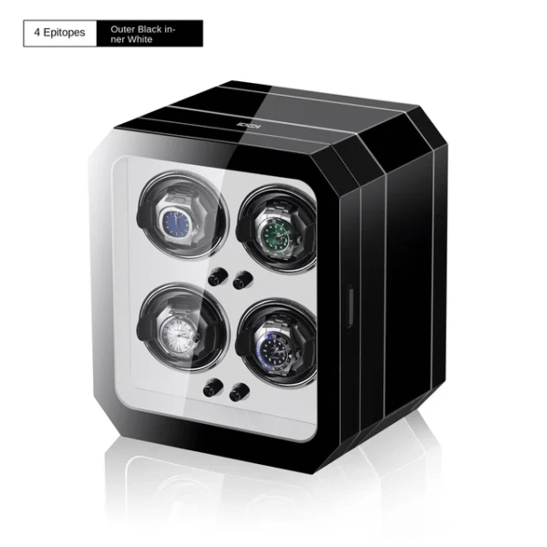 Quad (4 Slot) Wood Automatic Watch Winder Box with LED - KNG-471 - Image 4