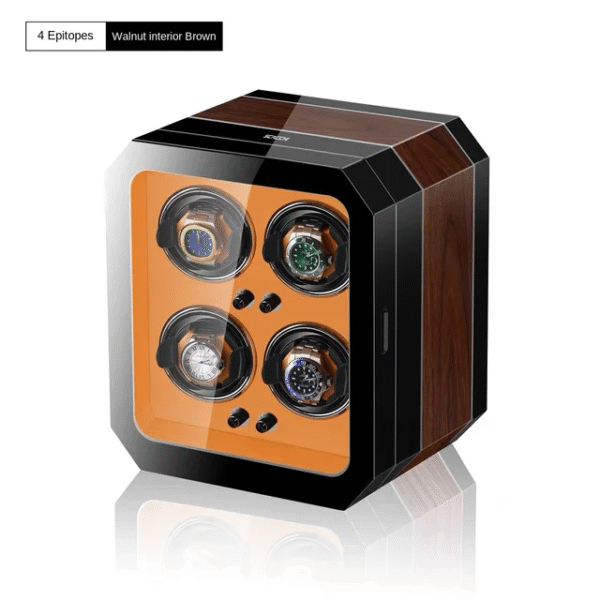 Quad (4 Slot) Wood Automatic Watch Winder Box with LED - KNG-471 - Image 2