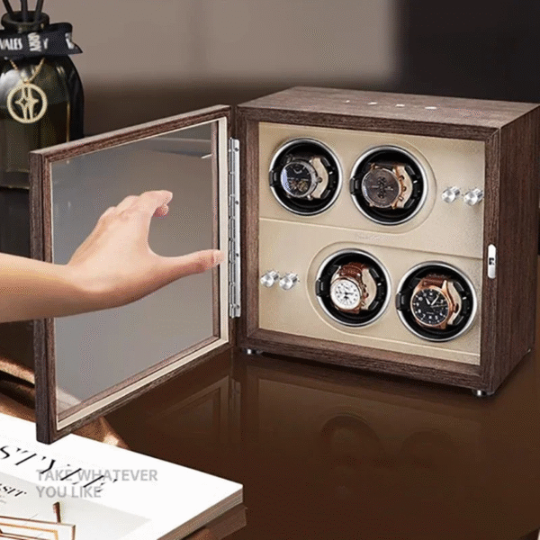 Quad (4 Slot) Wood Automatic Watch Winder Box - KNG-475 - Image 7