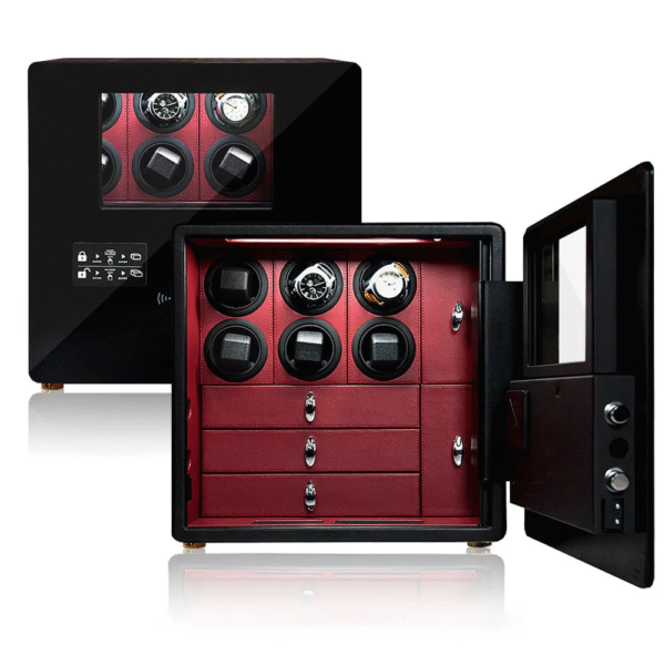 6 Slot Premium Wood Automatic Watch Winder Box - KNG-630